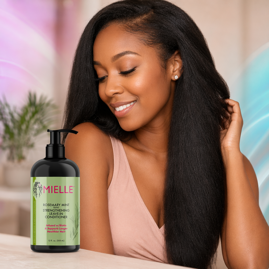 MIELLE Rosemary Mint Strengthening Leave In Conditioner (12oz) - result