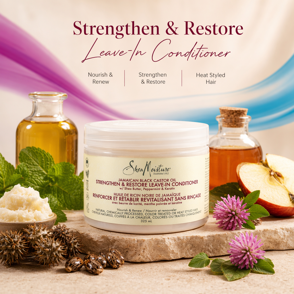 SheaMoisture Jamaican Black Castor Oil Strengthen & Restore Leave-In Conditioner (11.5oz) - benefit