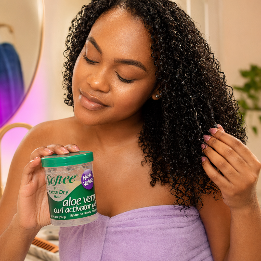 SOFTEE Aloe Vera Curl Activator Gel [Extra Dry] - usage