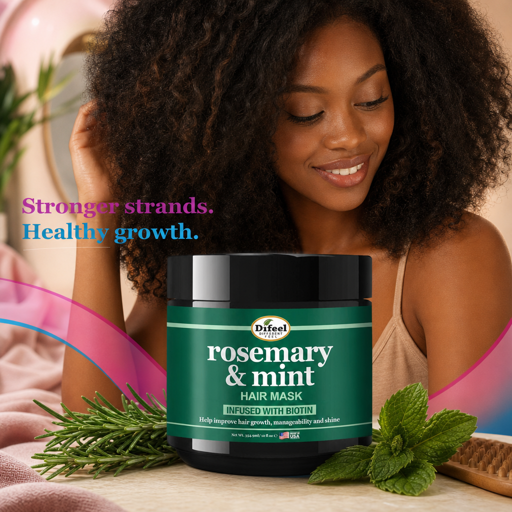 SUNFLOWER Difeel Rosemary Mint Strengthening Hair Mask (12oz) - result