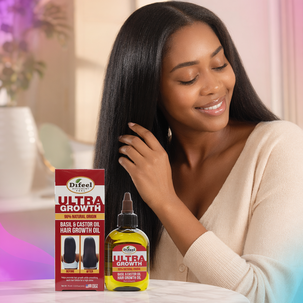 SUNFLOWER Difeel Ultra Growth Basil & Castor Oil Hair Growth Oil (2.5oz) - result