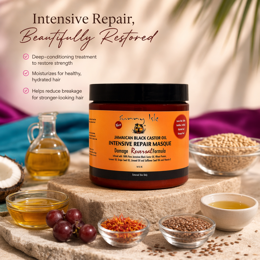 SUNNY ISLE Jamaican Black Castor Oil Intensive Repair Masque (16oz) - benefit