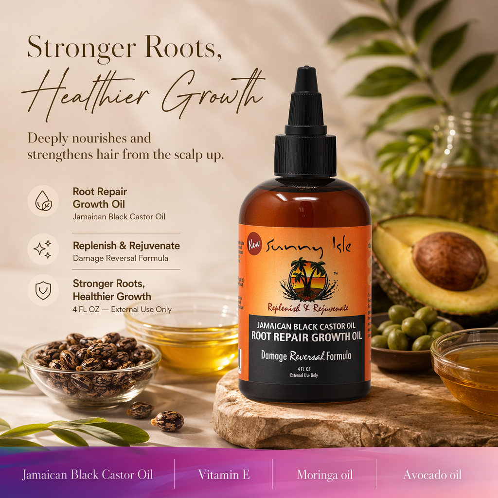 SUNNY ISLE Jamaican Black Castor Oil Root Repair Growth Oil (4oz) - benefit