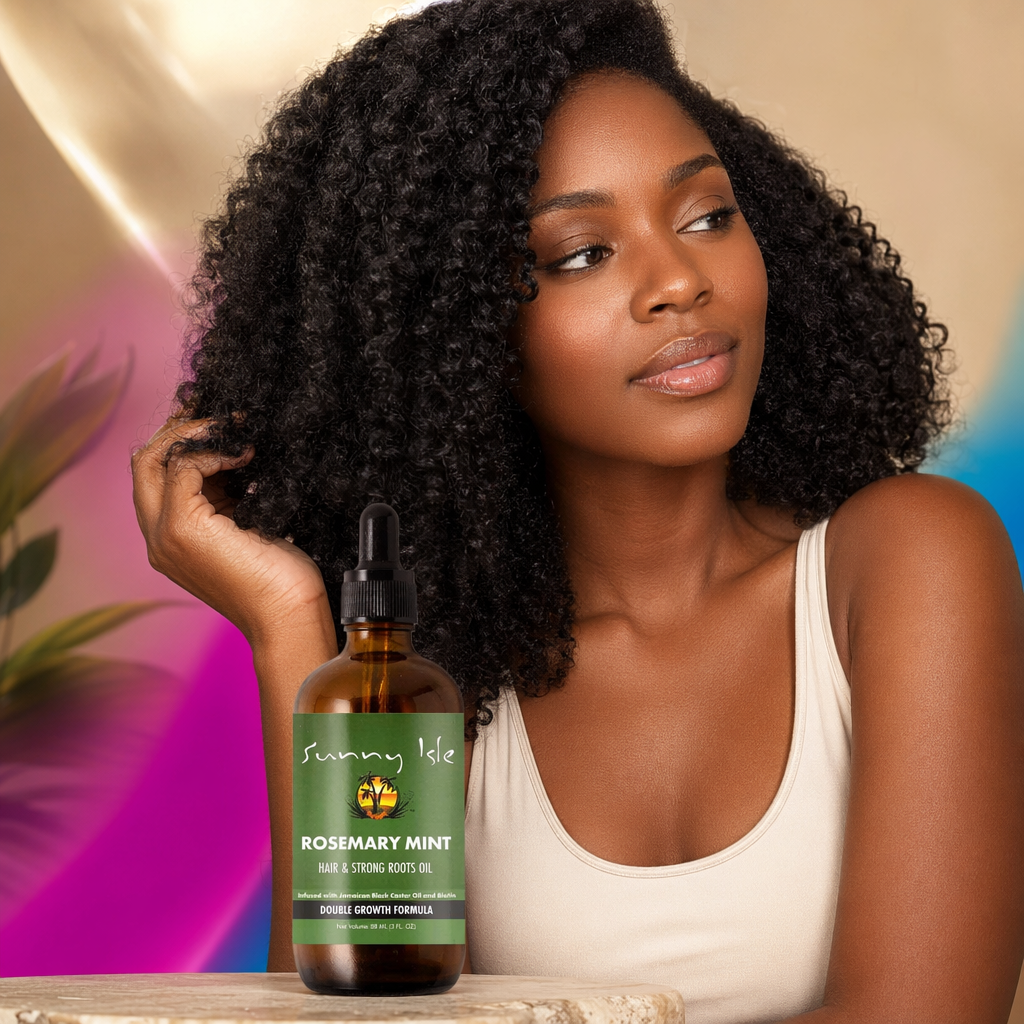 SUNNY ISLE Rosemary Mint Hair & Strong Root Oil (3oz) - result