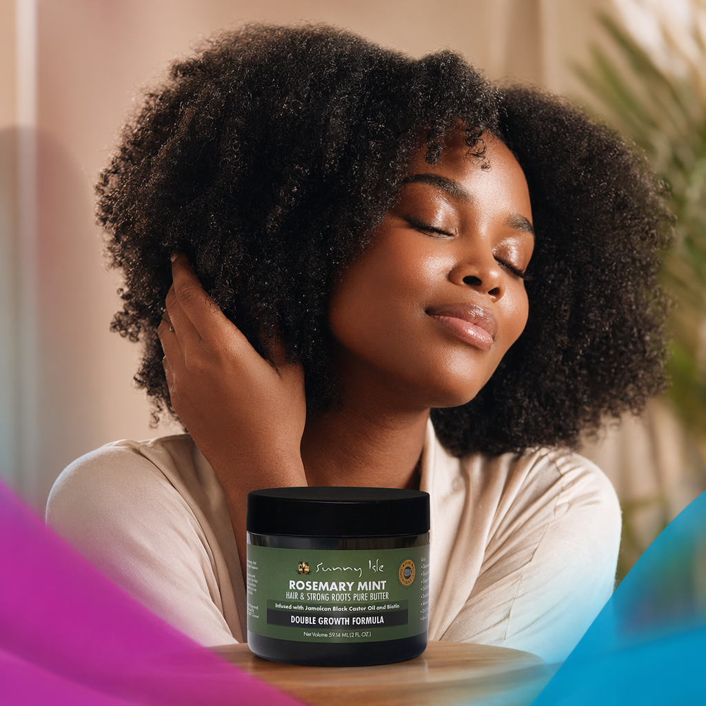 SUNNY ISLE Rosemary Mint Hair & Strong Root Pure Butter - result