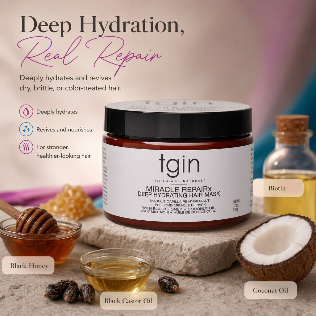 TGIN MIRACLE REPAIRX Deep Hydrating Hair Mask (12oz) - benefit