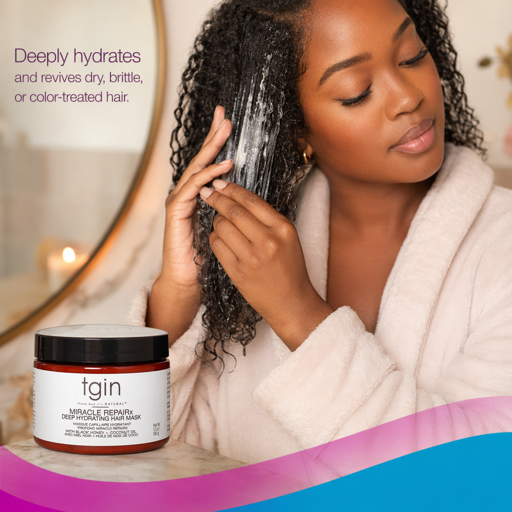 TGIN MIRACLE REPAIRX Deep Hydrating Hair Mask (12oz) - usage