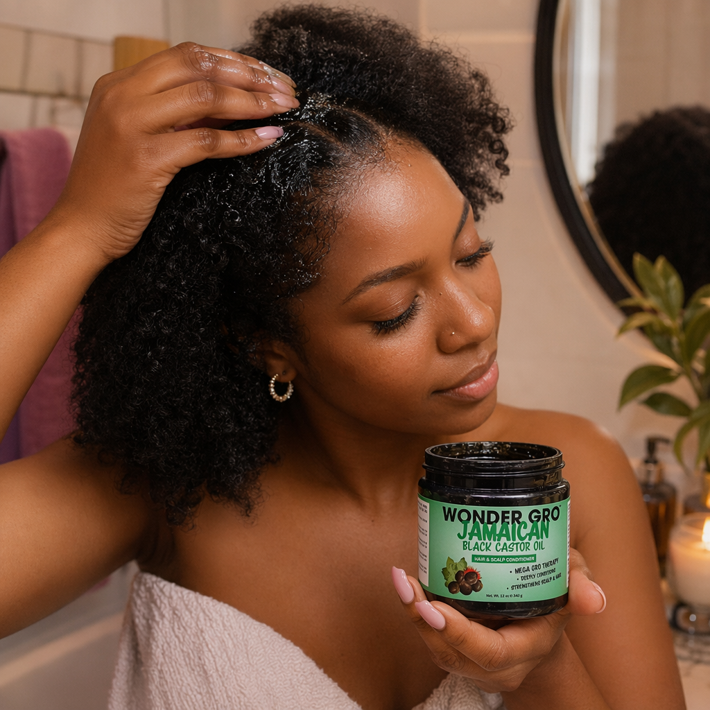 WONDER GRO Jamaican Black Castor Hair & Scalp Conditioner (12oz) - usage