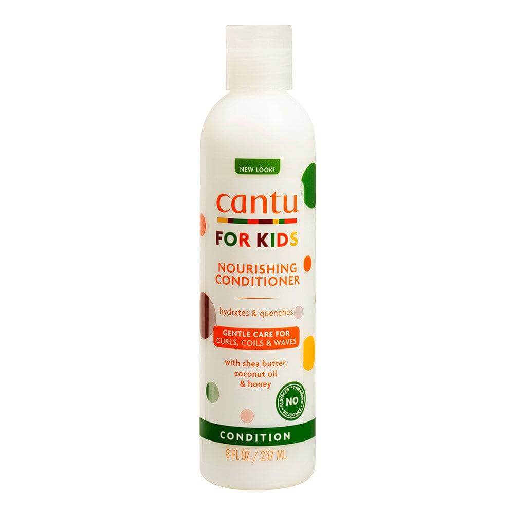 CANTU Kids Nourishing Conditioner (8oz) bottle featuring gentle formula for curls, coils, and waves, enriched with shea butter and honey.