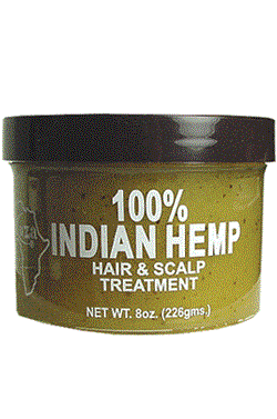 KUZA Indian Hemp Hair & Scalp Treatment jar, 8 oz, nourishing textured hair with oils for moisture and vitality.